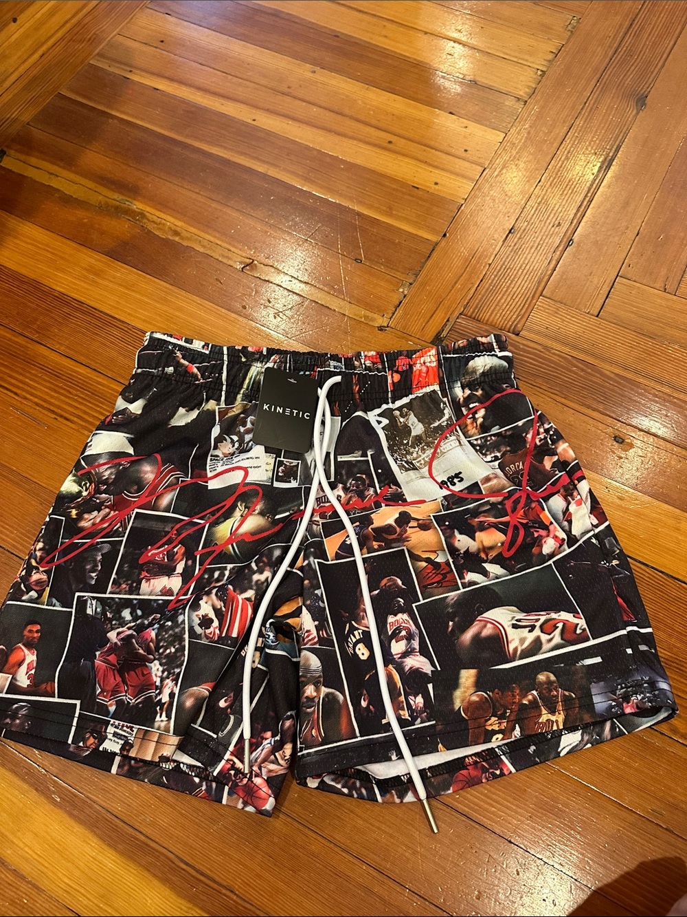 Kinetic Black & Red Photo Collage Athletic Shorts - Michael Jordan